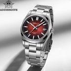 ADDIESDIVE Watch New Sappire Red Gradient Sunburst Dial Luxury NH35 Automatic Watch Waterproof 100m Dress Men Wristwatch AD2071
