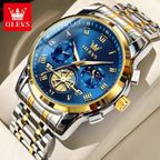 OLEVS 2859  Luxury Stainless Steel Waterproof Quartz Watch for Men Chronograph Luminous Mens Wristwatches Relojes Para Hombre