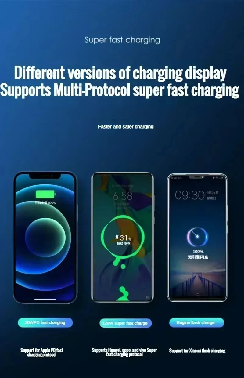Oneplus CCC Certification Powerbank 120W Fast Charging 200000mAh High Capacity Power Bank Portable External Battery For Iphone