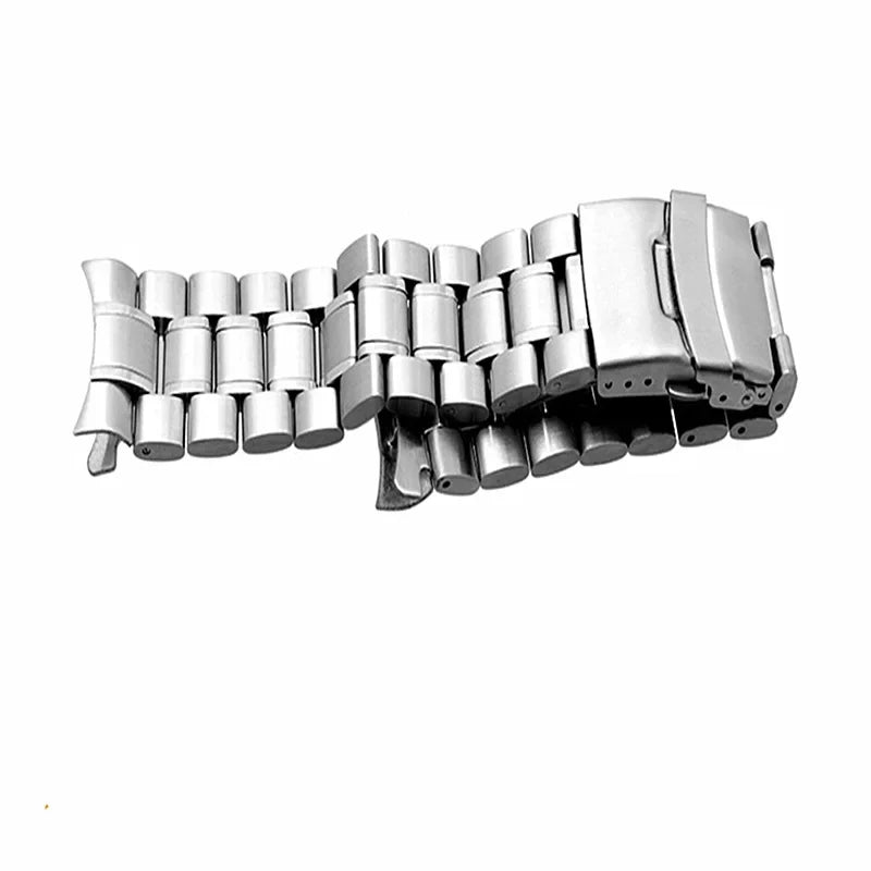18/20/22/24 Stainless Steel Solid Strap Curved End Double Safety Folding Buckle Universal Replace Watch Band Bracelet for Seiko