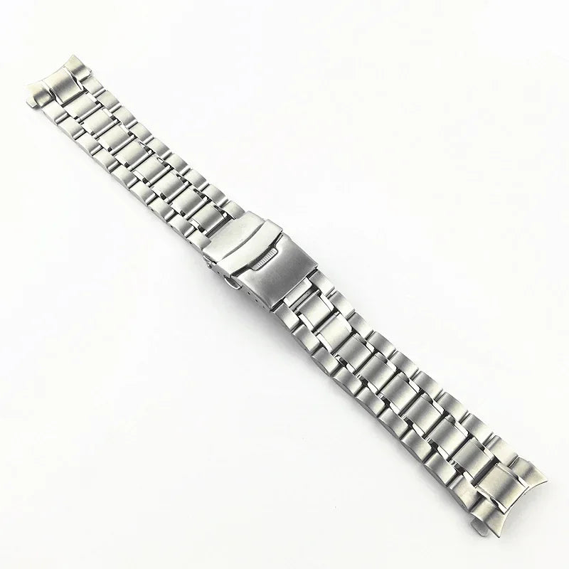 18/20/22/24 Stainless Steel Solid Strap Curved End Double Safety Folding Buckle Universal Replace Watch Band Bracelet for Seiko