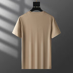 Minglu Lyocell Summer Men's T-shirts Cotton Solid Color Round Collar Short Sleeve Warhorse Embroidery Male T-shirts Man Tees