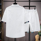 Shirts + shorts Men's Casual Sets 2025 new style summer fashion Sportswear  Male Fashion shorts and shirts men full size M-4XL ﻿