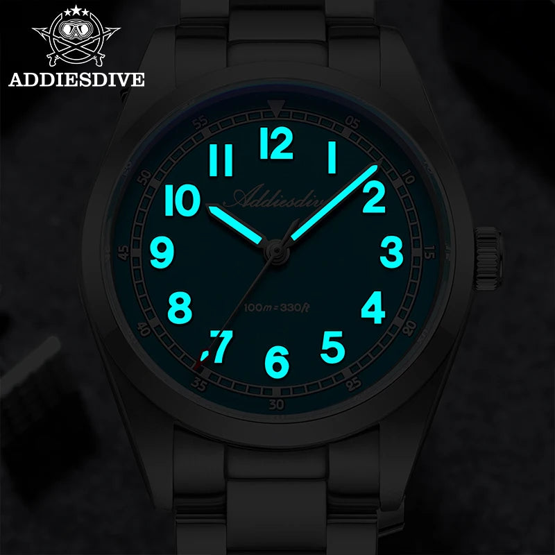 ADDIESDIVE Elegant Analog Watch BGW9 Luminous Sapphire Crystal Quartz Watches Stainless Steel AD2521 Male Clock Waterproof Watch