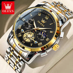 OLEVS 2859  Luxury Stainless Steel Waterproof Quartz Watch for Men Chronograph Luminous Mens Wristwatches Relojes Para Hombre