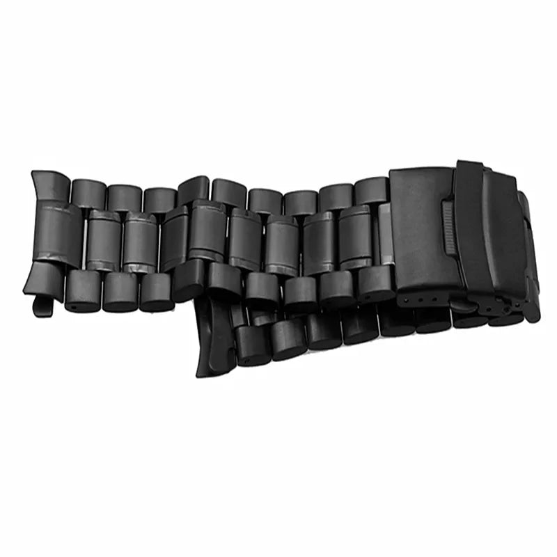 18/20/22/24 Stainless Steel Solid Strap Curved End Double Safety Folding Buckle Universal Replace Watch Band Bracelet for Seiko