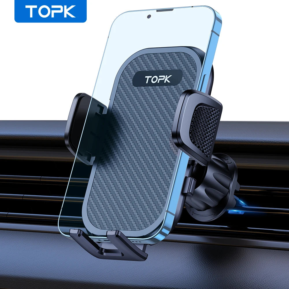 TOPK Car Phone Holder Mount Air Vent Cell Phone Holder for Car Hands Free Easy Clamp Cradle in Vehicle Fit All 4" to 7" Phone