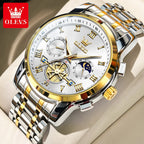 OLEVS 2859  Luxury Stainless Steel Waterproof Quartz Watch for Men Chronograph Luminous Mens Wristwatches Relojes Para Hombre