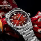 ADDIESDIVE Watch New Sappire Red Gradient Sunburst Dial Luxury NH35 Automatic Watch Waterproof 100m Dress Men Wristwatch AD2071
