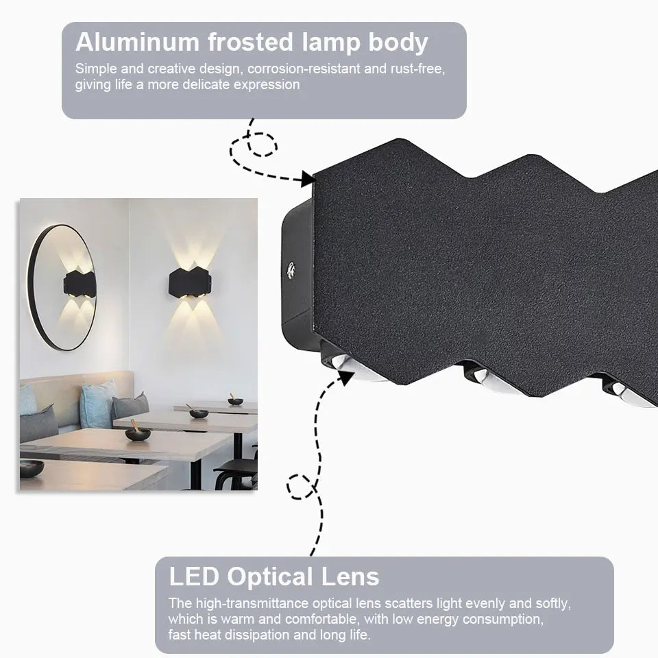 LED Wall Light Outdoor Indoor 2W 4W 6W 8W 10W AC85-265V Up Down White Black Modern Light For Home Garden Bedroom Corridor
