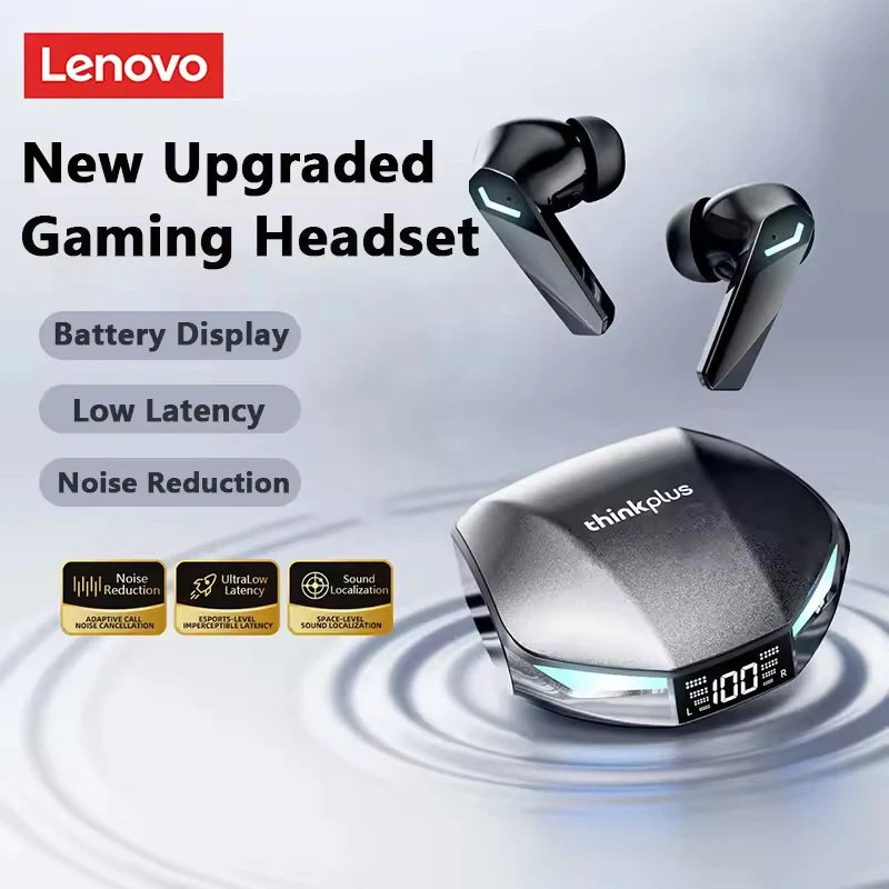 New Lenovo XT53 Bluetooth V5.4 Earphones LED Power Display Gaming Headphones Waterproof Anti-sweat Upgraded Wireless Earbud