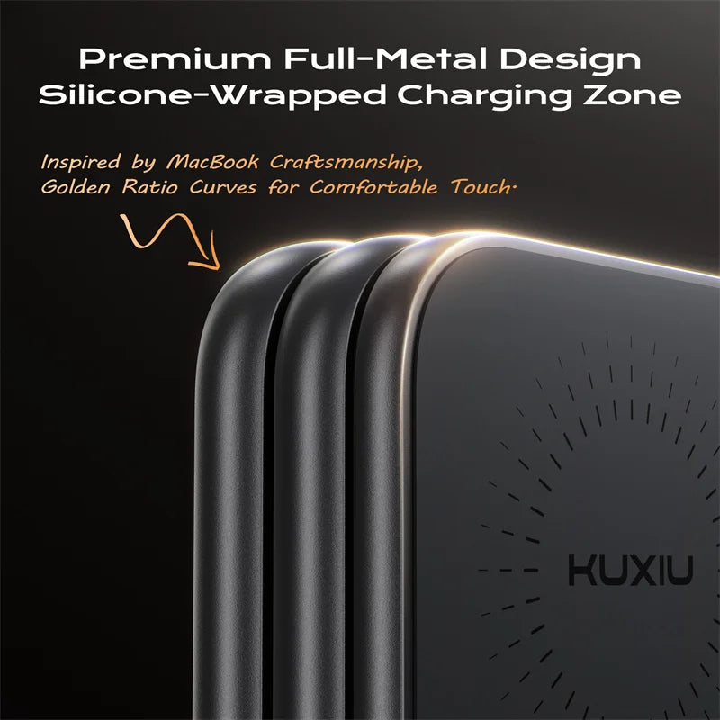 KUXIU X40 Turbo Qi2.2 Certified 25W 3-in-1 MagSafe Foldable Wireless Charging Stand For iphone 17 16 15 14 13/ iWatch/AirPod