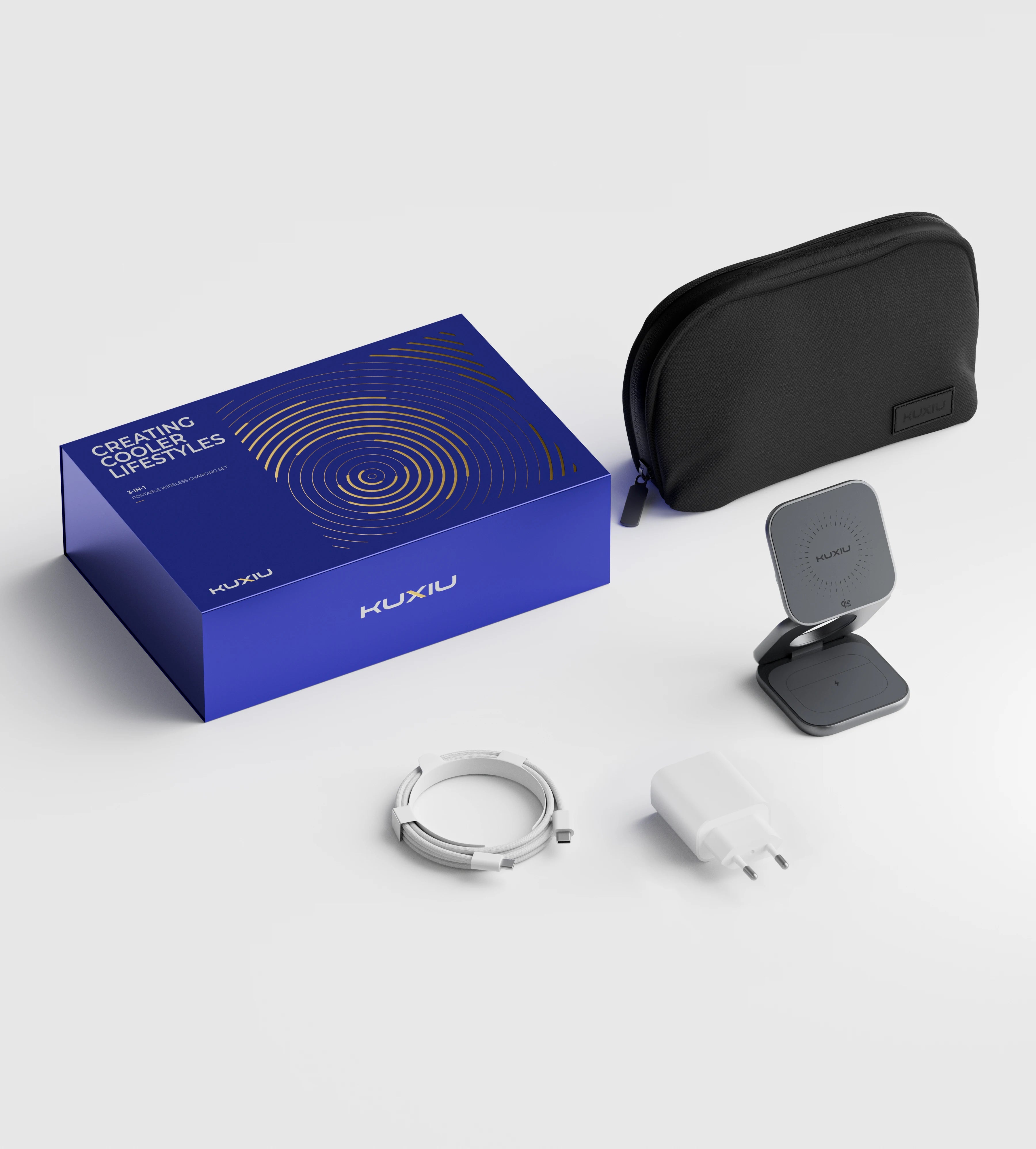 KUXIU X40 Turbo Qi2.2 Certified 25W 3-in-1 MagSafe Foldable Wireless Charging Stand For iphone 17 16 15 14 13/ iWatch/AirPod