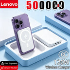 Lenovo 500000mAh Magnetic Wireless Power Bank PD22.5W Fast Charger For Magsafe iPhone Xiaomi 2026